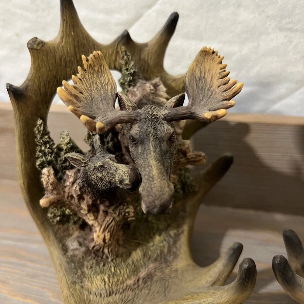 Moose Head Bookends Pair Cabin Country Farmhouse Wild Life Animals Resin Decor